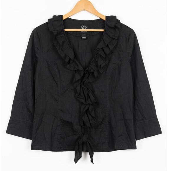 Clara Sunwoo Women's L Goth Whimsigoth Witchy Y2K Grunge Ruffle Zip Up Blouse - Picture 1 of 11